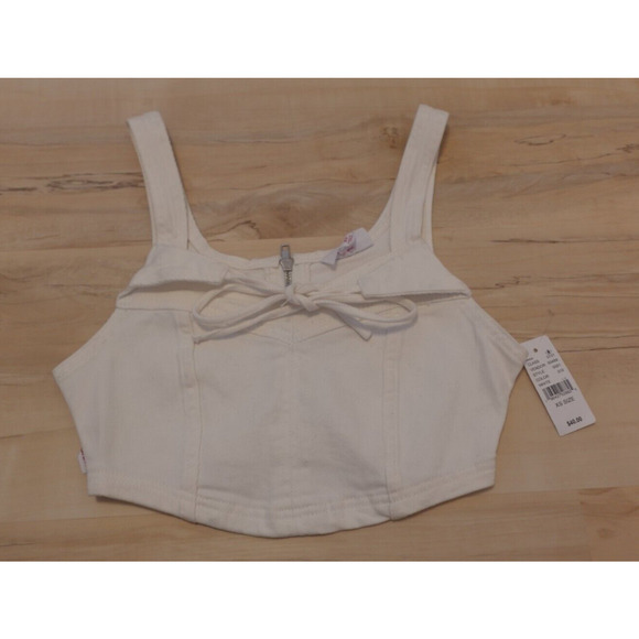 Pacsun Barbie Women XS Top Nikki Zip Up Corset White Denim New - Picture 3 of 12